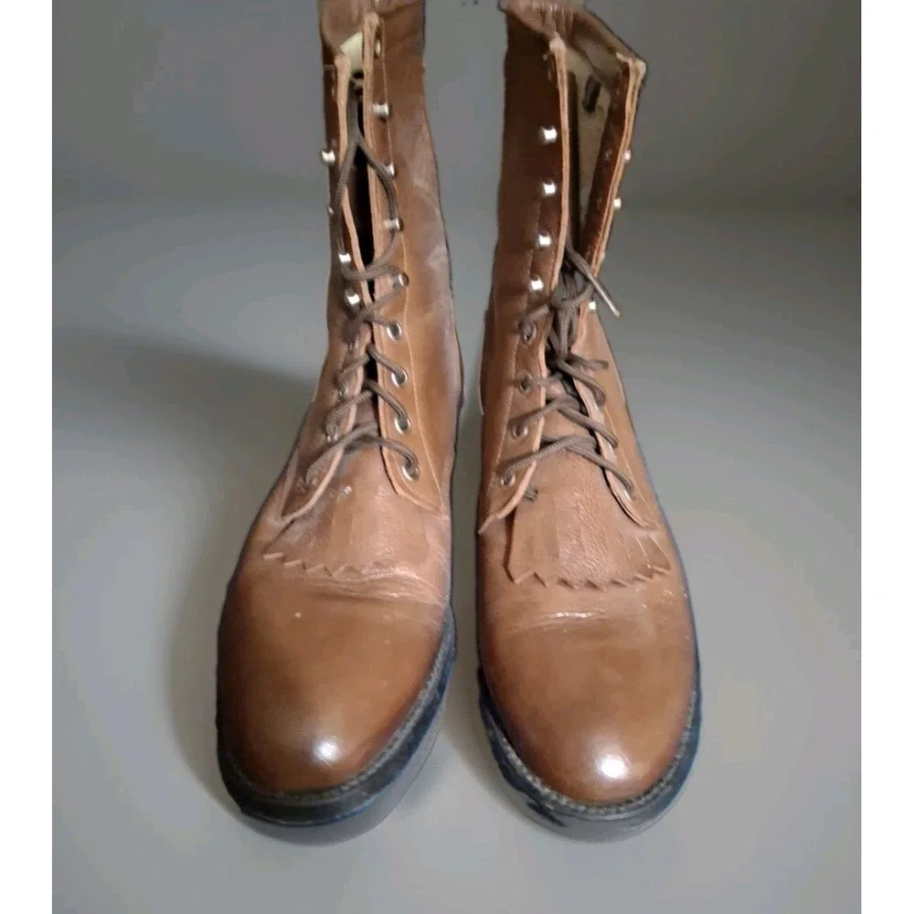Excellent Condition Justin Lace Up Western Boots Womens Size 9B Brown